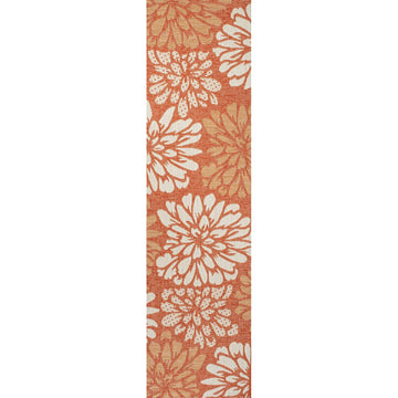 Zinnia Modern Floral Textured Weave Indoor/outdoor Runner Rug